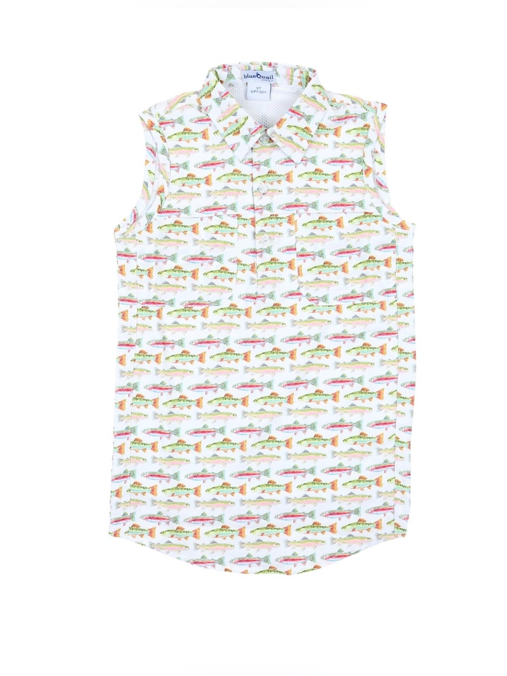 Blue Quail Trout Sleeveless Fishing Shirt Dress‎ 8 White Multi